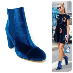 •SAM EDELMAN• Jewel Blue Velvet Case Bootie 5.5